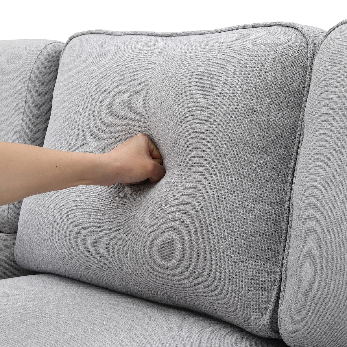 104" 4-Seater Modern Linen Fabric Sofa with Armrest Pockets and 4 Pillows,Minimalist Style Couch