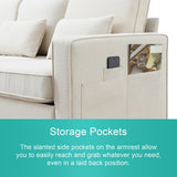 104" 4-Seater Modern Linen Fabric Sofa with Armrest Pockets and 4 Pillows,Minimalist Style Couch