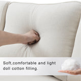104" 4-Seater Modern Linen Fabric Sofa with Armrest Pockets and 4 Pillows,Minimalist Style Couch