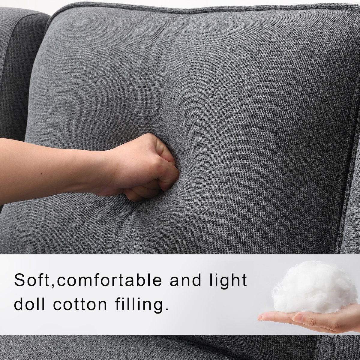 104" 4-Seater Modern Linen Fabric Sofa with Armrest Pockets and 4 Pillows,Minimalist Style Couch