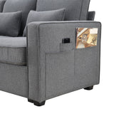 104" 4-Seater Modern Linen Fabric Sofa with Armrest Pockets and 4 Pillows,Minimalist Style Couch