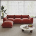 104" L-shape Chenille Modular Sofa Modern Sectional Semi-firm Sofa Couch with Ottoman