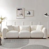 Upholstered Comfortable Soft Lamb Down White Sectional Sofa Couch with Ottoman
