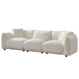 Upholstered Comfortable Soft Lamb Down White Sectional Sofa Couch with Ottoman