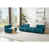 105" Blue Lambswool 3-Seat Modular Sectional Sofa with Ottoman, Deep Seat Cloud Couch