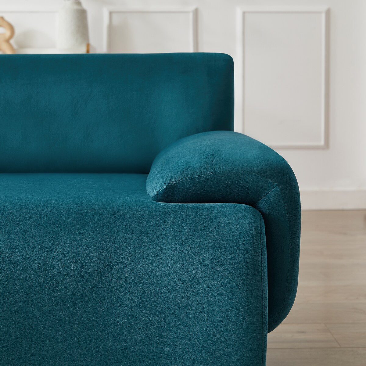 105" Blue Lambswool 3-Seat Modular Sectional Sofa with Ottoman, Deep Seat Cloud Couch