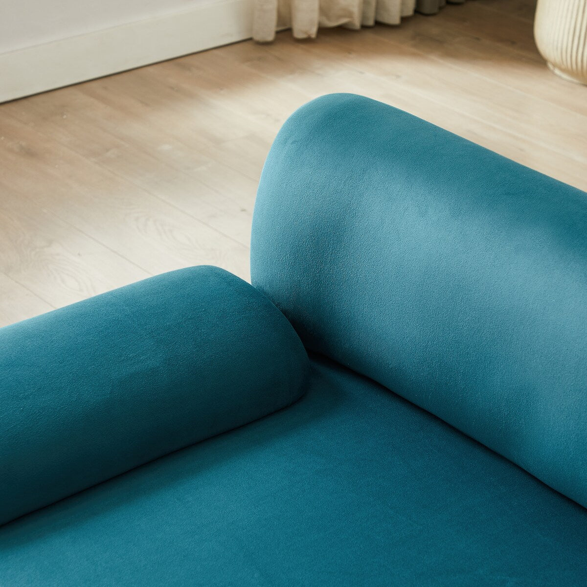 105" Blue Lambswool 3-Seat Modular Sectional Sofa with Ottoman, Deep Seat Cloud Couch