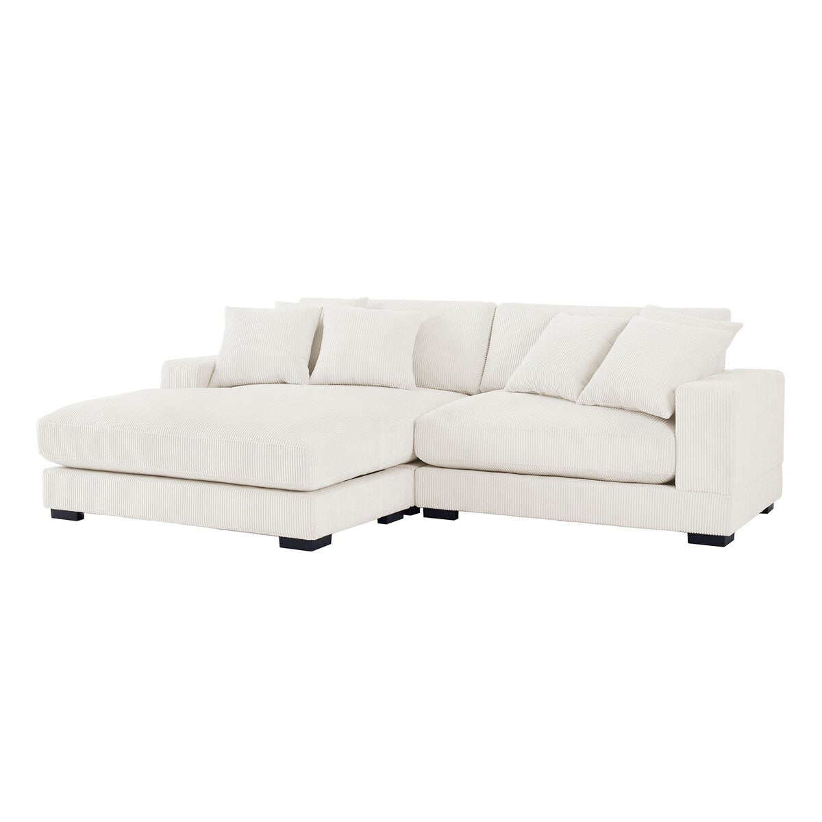 106.28inch Sectional Couch Covers L Shaped Corduroy Sofa Covers Chaise Lounge Cover 2 Pieces with 6pcs Pillows