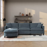 107.87" Sectional Sofa with Ottoman, Removable Cushions and Armrest Pockets,Dark Gray