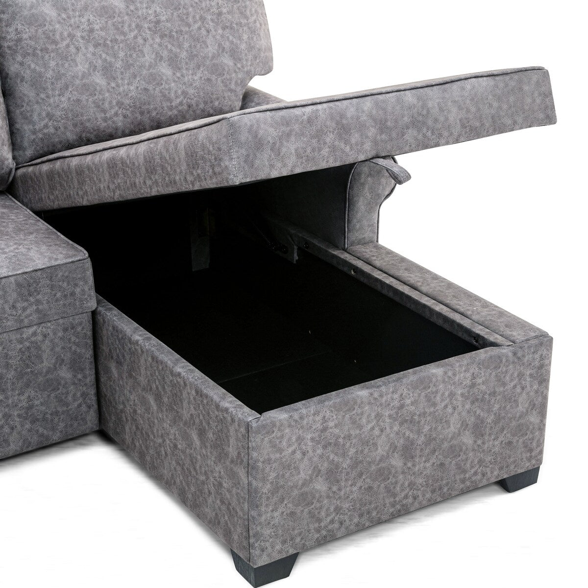 108"Reversible Pull-out U-shaped Sofa Bed w/Storage Chaise,2 USB Ports