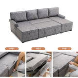 108"Reversible Pull-out U-shaped Sofa Bed w/Storage Chaise,2 USB Ports