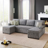 108"Reversible Pull-out U-shaped Sofa Bed w/Storage Chaise,2 USB Ports