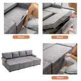 108"Reversible Pull-out U-shaped Sofa Bed w/Storage Chaise,2 USB Ports