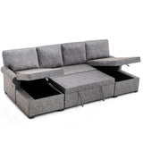 108"Reversible Pull-out U-shaped Sofa Bed w/Storage Chaise,2 USB Ports