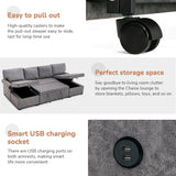 108"Reversible Pull-out U-shaped Sofa Bed w/Storage Chaise,2 USB Ports