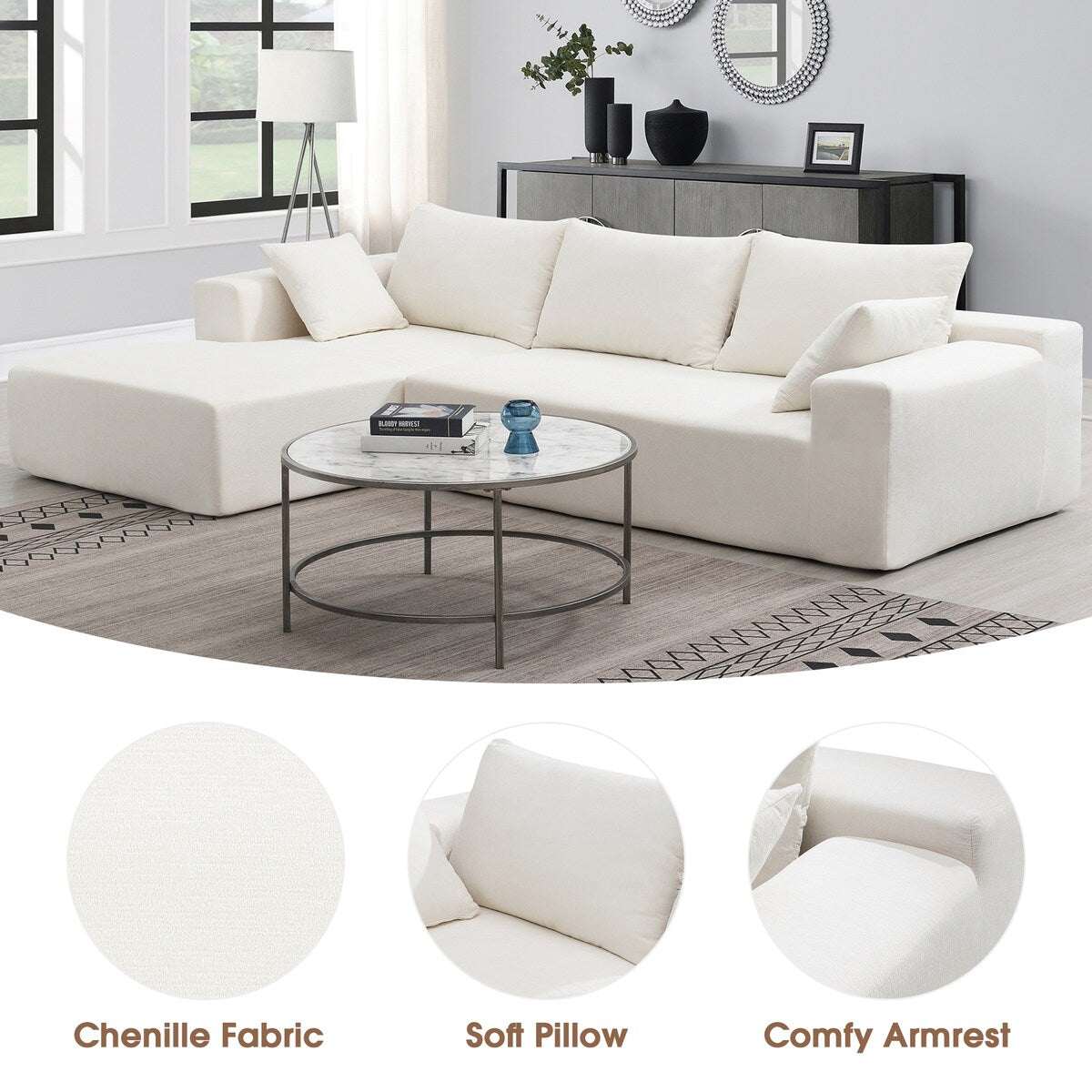 109*68" Modular Sectional Sofa Set,Upholstered Sleeper Sofa for Living Room, Bedroom, Salon, 2 PC Free Combination, L-Shape
