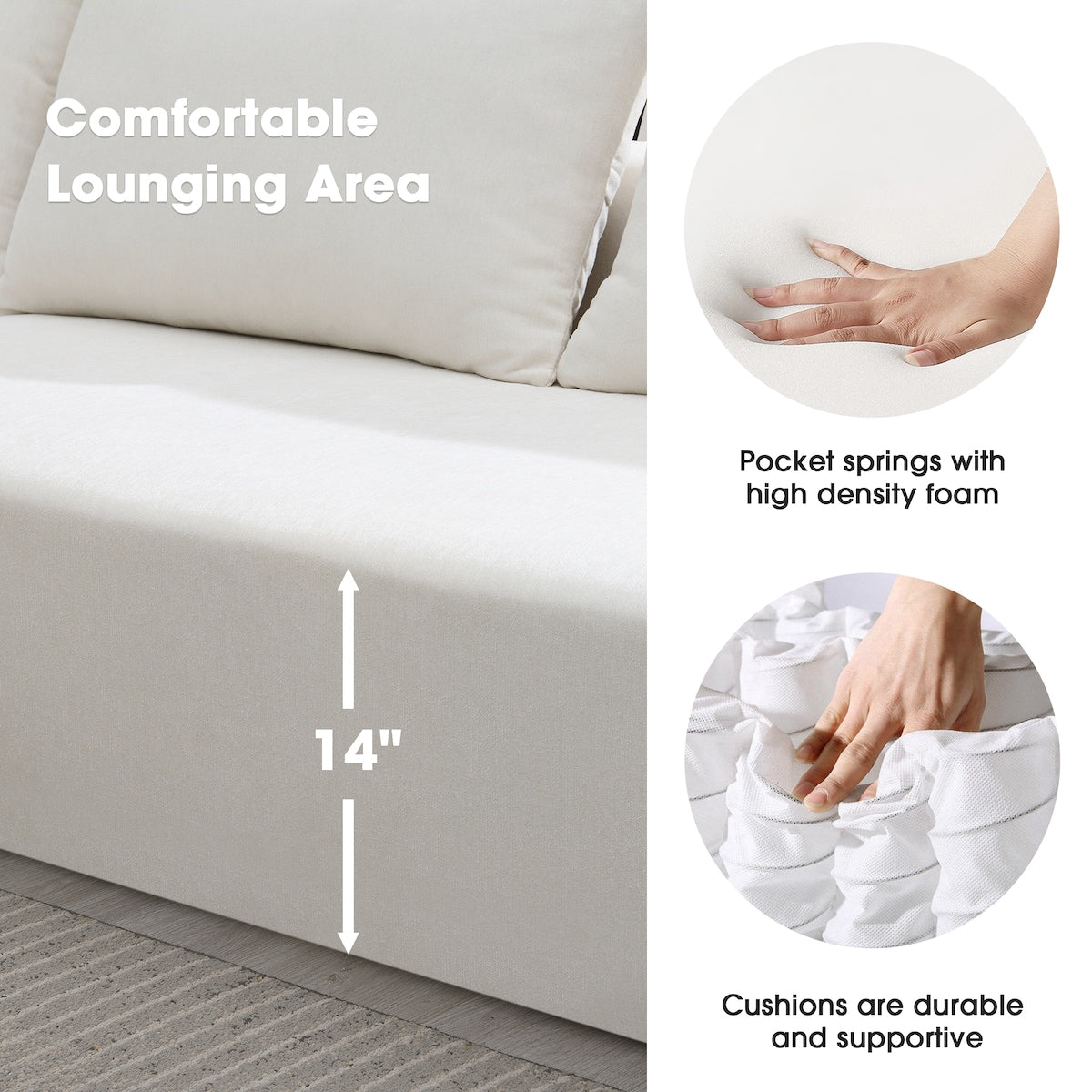 109*68" Modular Sectional Sofa Set,Upholstered Sleeper Sofa for Living Room, Bedroom, Salon, 2 PC Free Combination, L-Shape