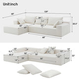 109*68" Modular Sectional Sofa Set,Upholstered Sleeper Sofa for Living Room, Bedroom, Salon, 2 PC Free Combination, L-Shape