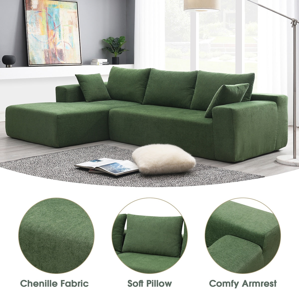 109*68" Modular Sectional Sofa Set,Upholstered Sleeper Sofa for Living Room, Bedroom, Salon, 2 PC Free Combination, L-Shape