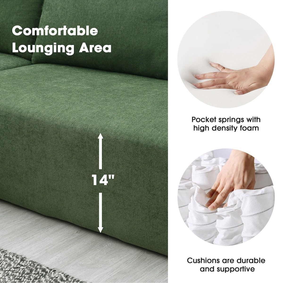 109*68" Modular Sectional Sofa Set,Upholstered Sleeper Sofa for Living Room, Bedroom, Salon, 2 PC Free Combination, L-Shape