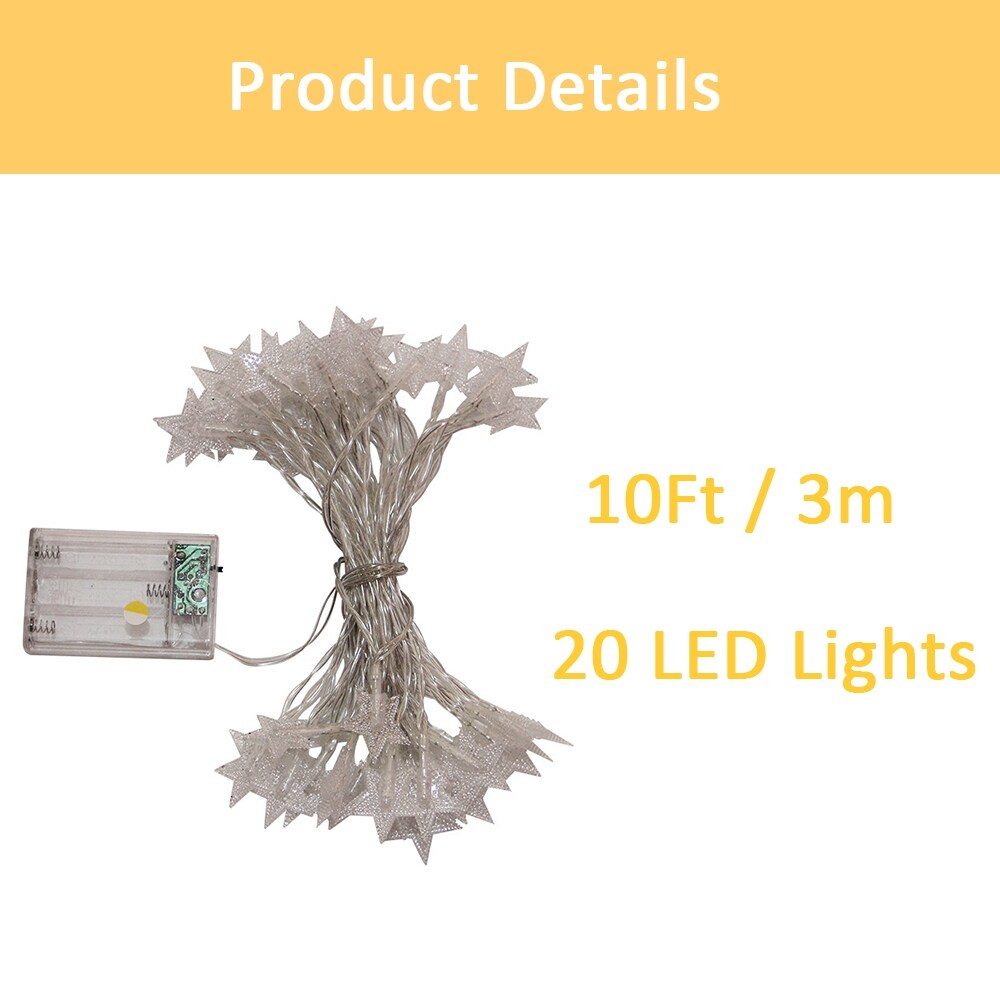 10Ft 20LED Star String Lights, Star Fairy Lights Battery Operated
