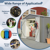 10X8 FT Outdoor Storage Shed, All Weather Metal Sheds with Metal Foundation & Lockable Doors, Tool Shed for Garden, Patio