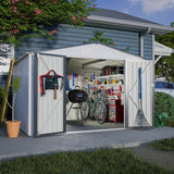 10X8 FT Outdoor Storage Shed, All Weather Metal Sheds with Metal Foundation & Lockable Doors, Tool Shed for Garden, Patio
