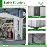 10X8 FT Outdoor Storage Shed, All Weather Metal Sheds with Metal Foundation & Lockable Doors, Tool Shed for Garden, Patio