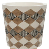 10"/12" Brown Polyresin Diamond Planter With Wood Legs (Set of 2)