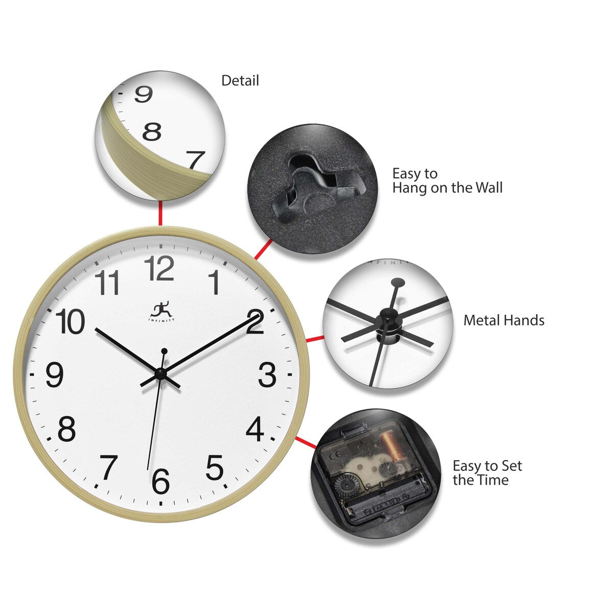 10" Light Oak Finish Wall Clock - 10 x 1.5 x 10 - 10 x 1.5 x 10
