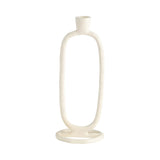 10" Oval Ring Taper Candle Holder Contemporary Ivory Abstract Metal Candle Display for Home or Office Decor Wedding
