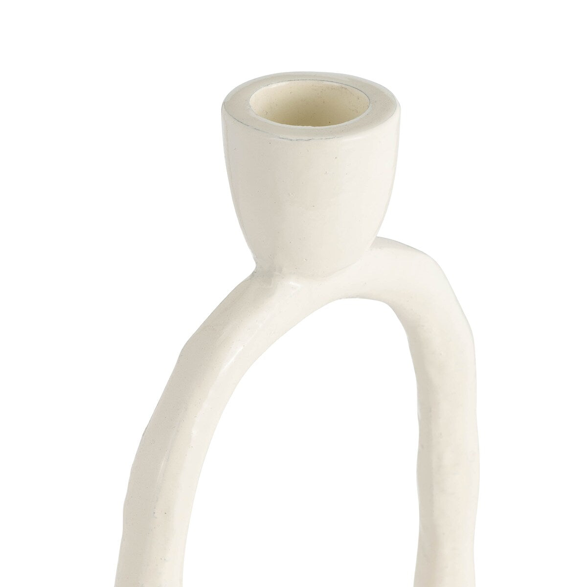 10" Oval Ring Taper Candle Holder Contemporary Ivory Abstract Metal Candle Display for Home or Office Decor Wedding