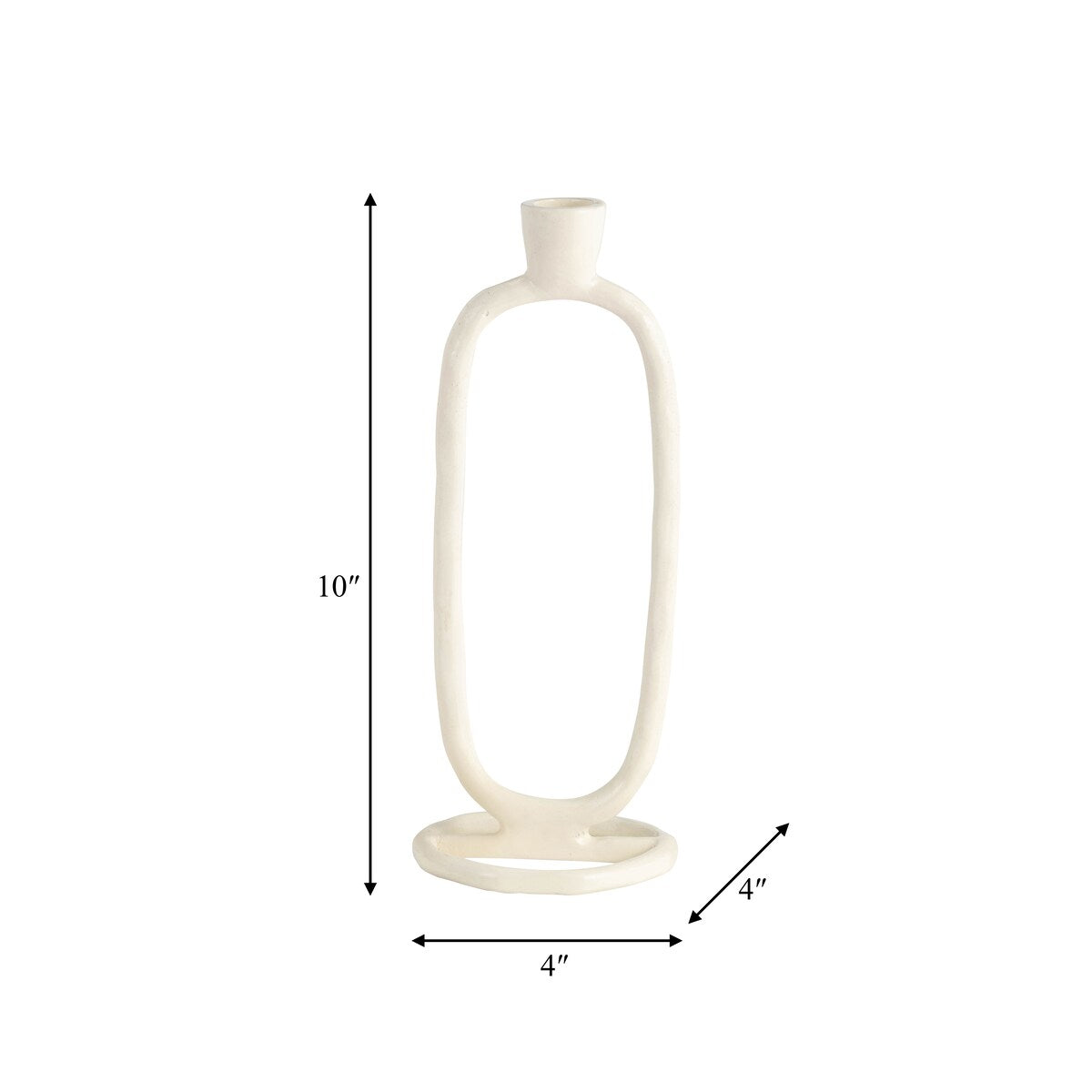 10" Oval Ring Taper Candle Holder Contemporary Ivory Abstract Metal Candle Display for Home or Office Decor Wedding