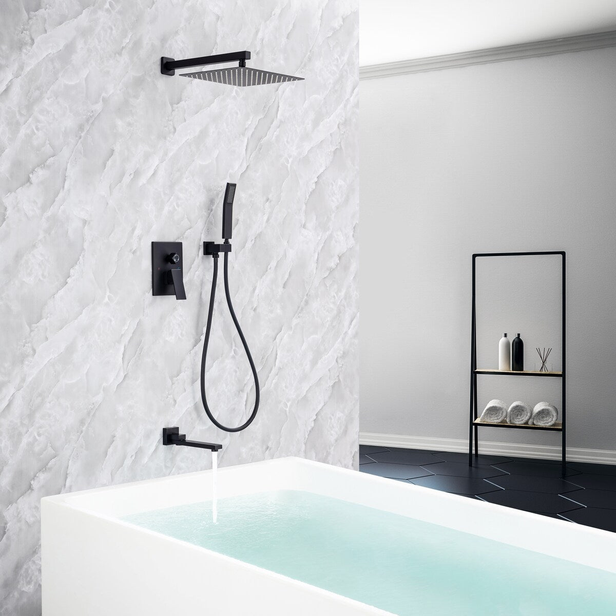 10" Shower System Square Bathroom Luxury Rain Mixer Shower Combo Set