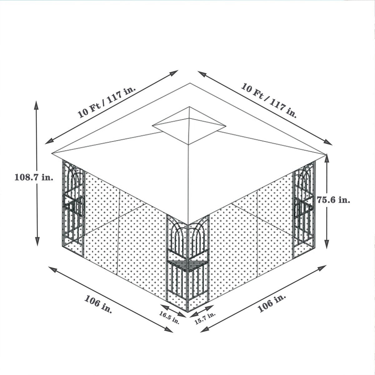 10' X 10' Steel Polyester Soft-Top Double Roof Outdoor Canopy Gazebo
