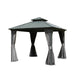 10' x 10' Outdoor Aluminum Metal Hardtop Gazebo with Galvanized Steel Double Roof with Curtain and Netting