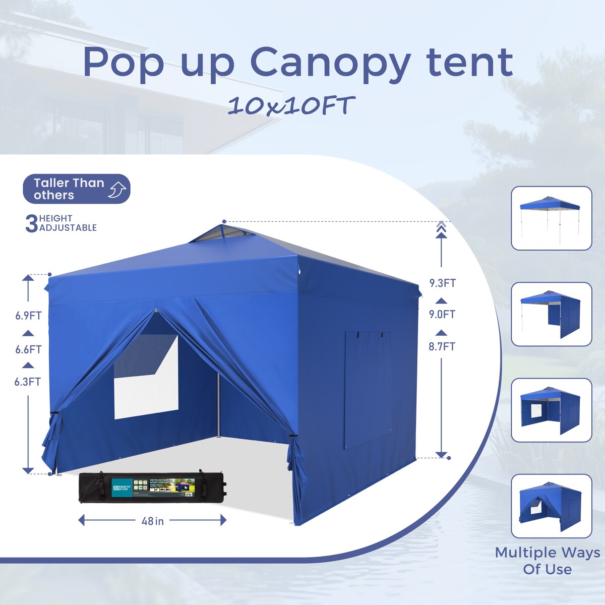 10' x 10' Pop Up Outdoor Canopy Tent Commercial Instant Reinforce Canopies with Wheeled Carry Bag