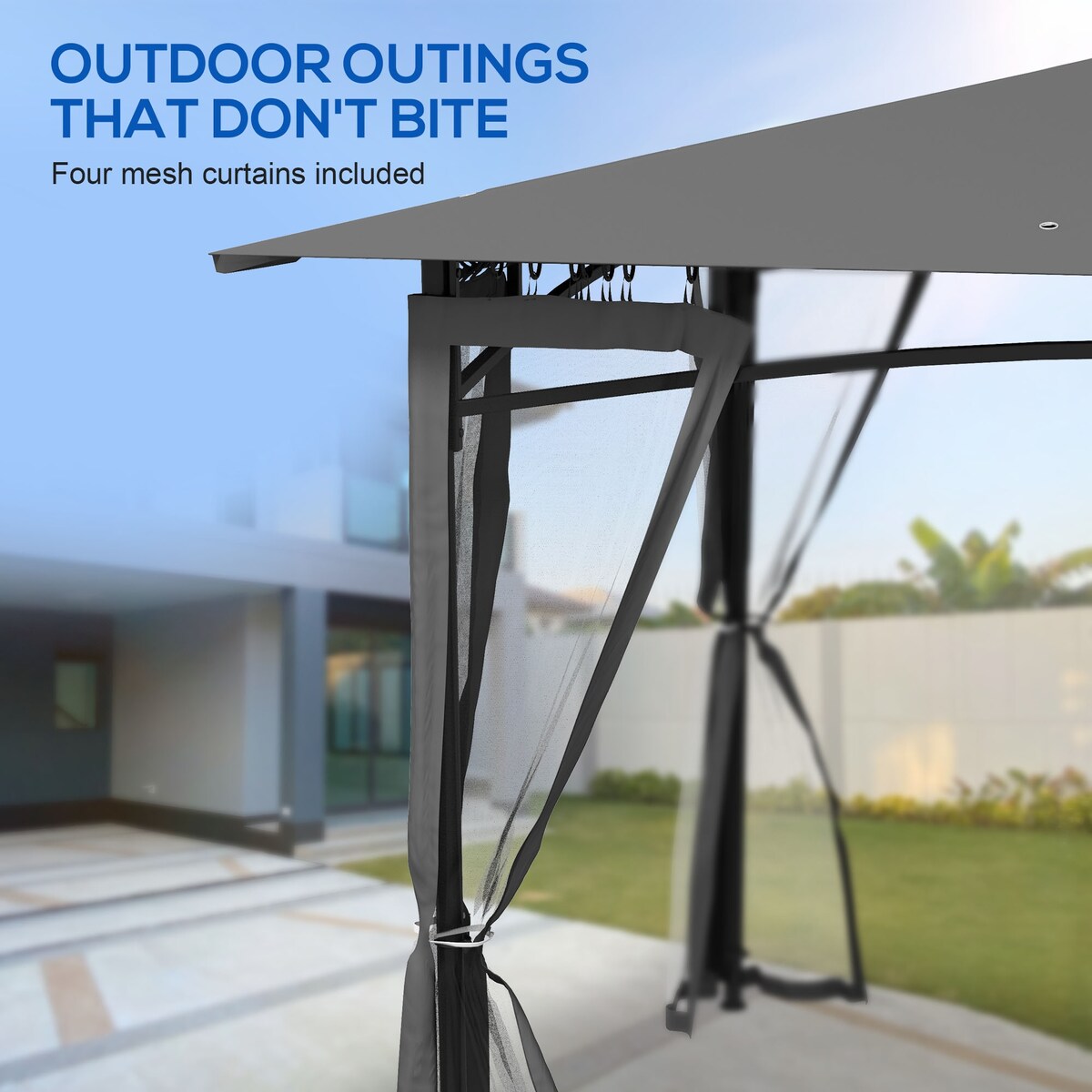 10' x 12' Double Roof Outdoor Gazebo Canopy Shelter, Netting