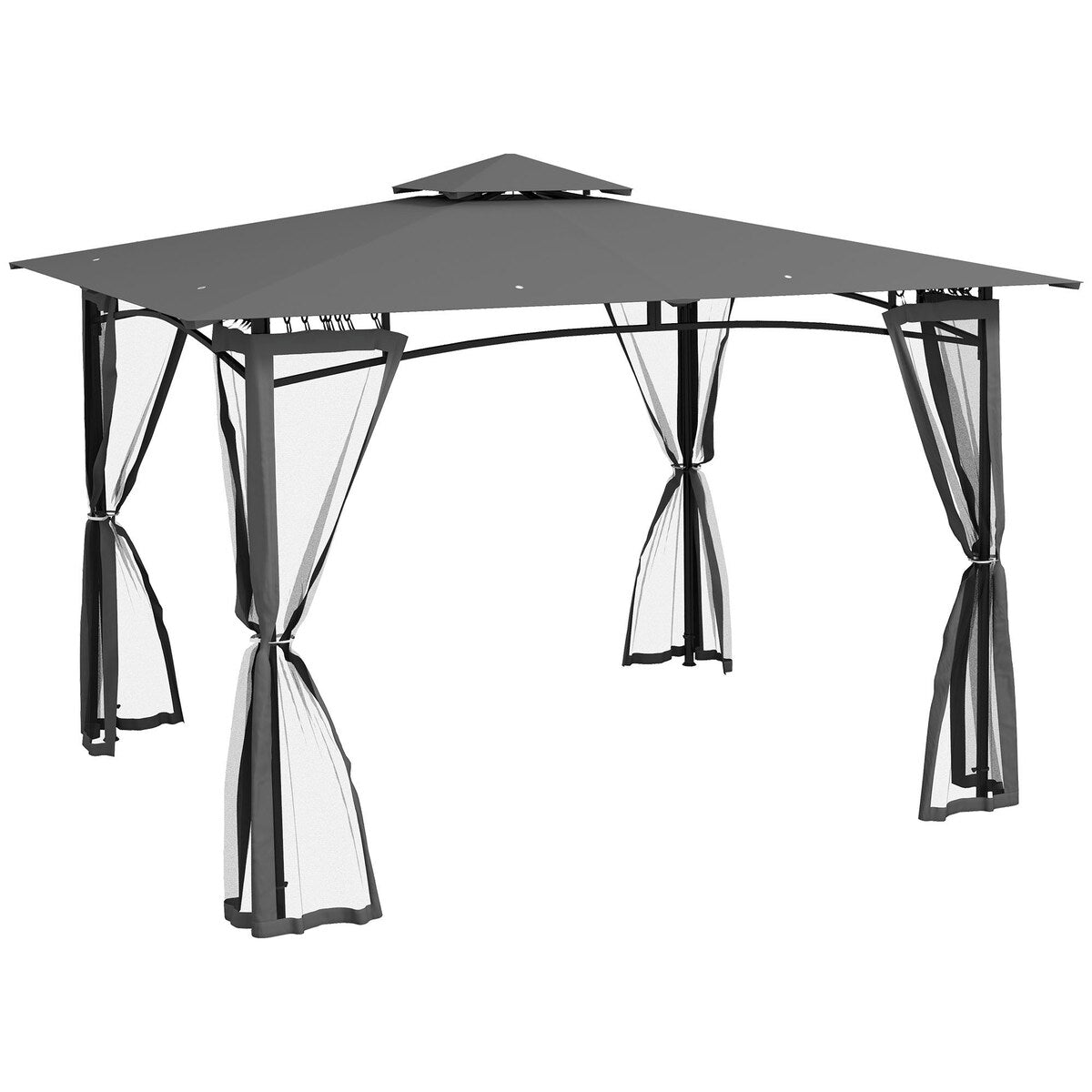 10' x 12' Double Roof Outdoor Gazebo Canopy Shelter, Netting
