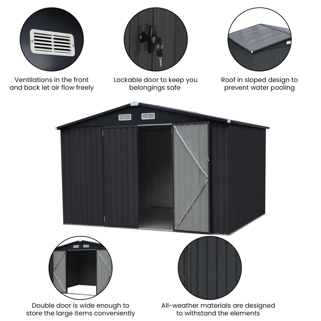8' x 10' Outdoor Metal Storage Shed