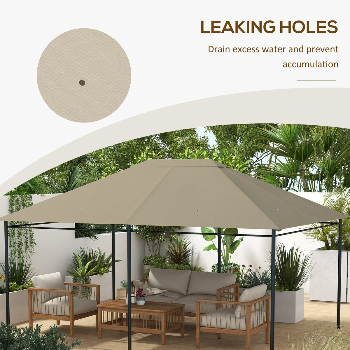 10' x 13' Gazebo Canopy Replacement with Vents and Drain Holes, Top Cover Only