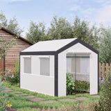 10' x 7' x 7' Walk-In Greenhouse, Outdoor Garden Warm Hot House with 4 Roll-up Windows, 2 Zippered Doors and Weather Cover,White