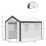 10' x 7' x 7' Walk-In Greenhouse, Outdoor Garden Warm Hot House with 4 Roll-up Windows, 2 Zippered Doors and Weather Cover,White