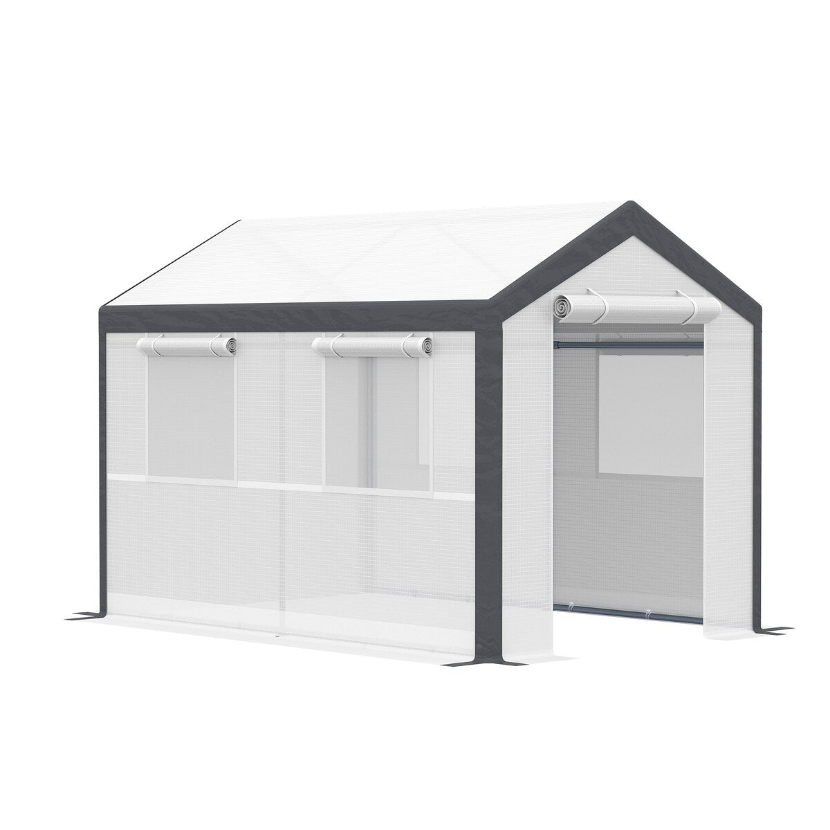 10' x 7' x 7' Walk-In Greenhouse, Outdoor Garden Warm Hot House with 4 Roll-up Windows, 2 Zippered Doors and Weather Cover,White