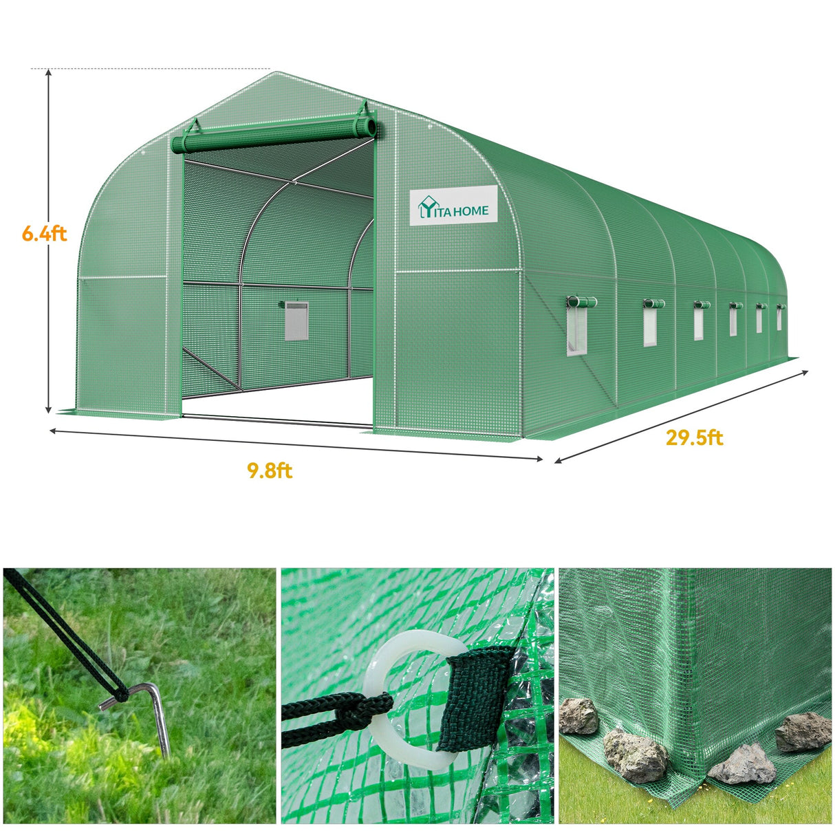 10'W X 20'/30'D Walk-In Greenhouse