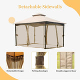 10'x13' Gazebo, Outdoor Gazebo with Mosquito Netting
