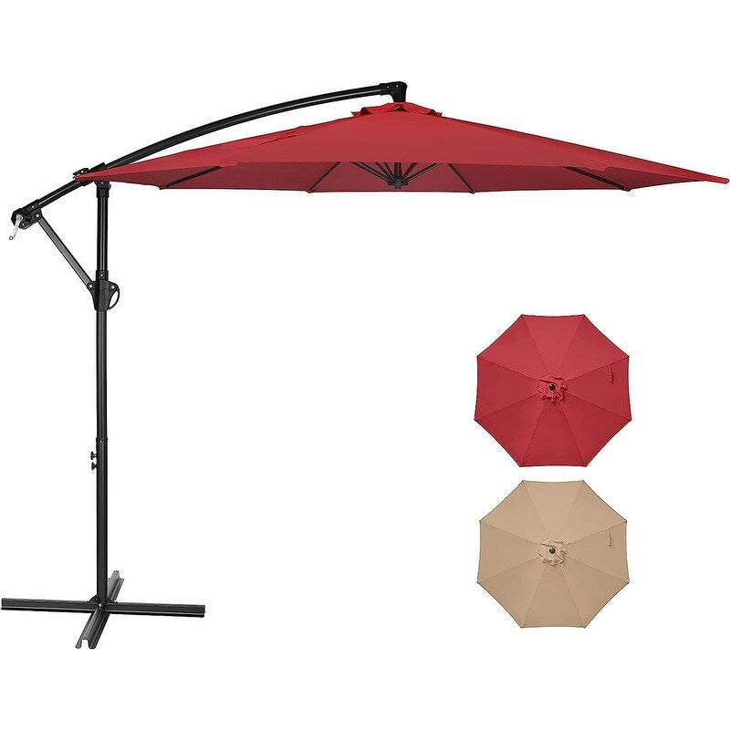 10ft Offset Umbrella Cantilever Hanging Umbrella Outdoor Market Umbrella Suitable for Garden, Lawn, backyard and Deck
