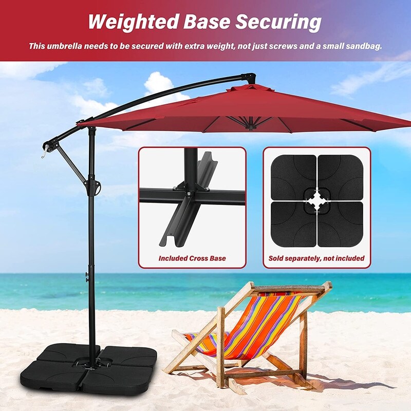 10ft Offset Umbrella Cantilever Hanging Umbrella Outdoor Market Umbrella Suitable for Garden, Lawn, backyard and Deck