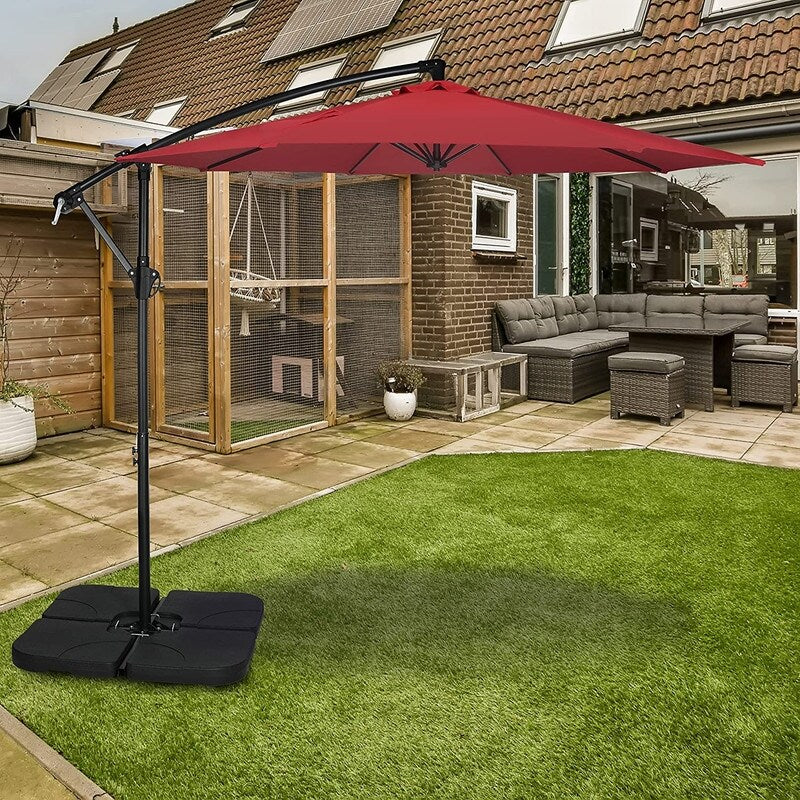 10ft Offset Umbrella Cantilever Hanging Umbrella Outdoor Market Umbrella Suitable for Garden, Lawn, backyard and Deck