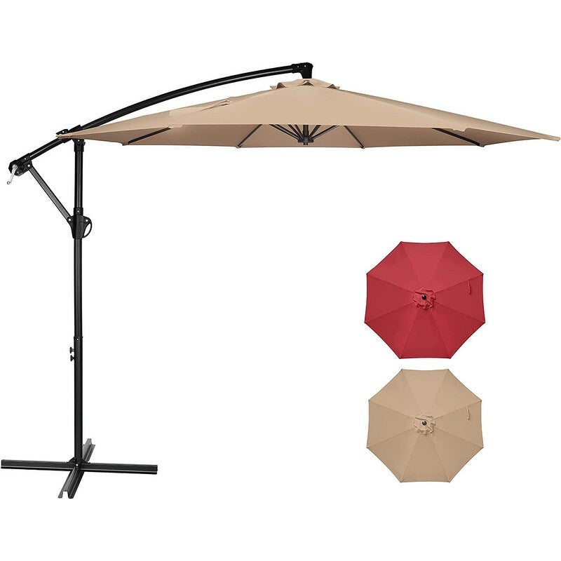 10ft Offset Umbrella Cantilever Hanging Umbrella Outdoor Market Umbrella Suitable for Garden, Lawn, backyard and Deck